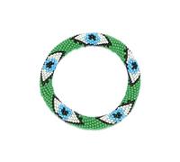 NAZ COLLECTION, Evil Eye Protection Bangle Bracelet, Bohemian Stackable Beaded Bracelets, Handmade Multicolor Bohemian Stacking Crochet Bracelet, Boho Charm Beach Jewelry for Women, Gift for Her, One