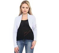 NAZ Fashion Ladies Long Sleeve Shrug Womens Bolero Cardigan Top UK 8-26 White