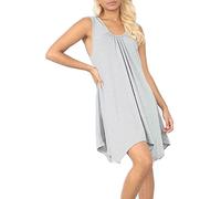 NAZ Fashion Ladies Womens Hanky Hem Flared Sleeveless Plus Size Summer Vest Top UK 8-26 Silver Grey