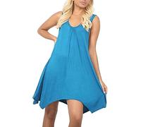 NAZ Fashion Ladies Womens Hanky Hem Flared Sleeveless Plus Size Summer Vest Top UK 8-26 Teal