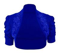 NAZ Fashion New Ladies Puff Sleeves Cotton Beaded Ruched Bolero Shrug Crop Top Cardigan UK 8-26 Royal Blue