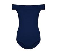 NAZ Fashion Womens Black Bardot Off The Shoulder Sleeveless Bodysuit (Navy, UK-M/L(12-14))