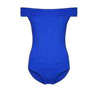 NAZ Fashion Womens Black Bardot Off The Shoulder Sleeveless Bodysuit (Royal Blue, UK-M/L(12-14))