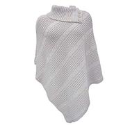 NAZ Fashion Womens Knitted Asymmetrical Large Collar 3 Button Plain LOT Ladies Poncho Cape Silver Grey