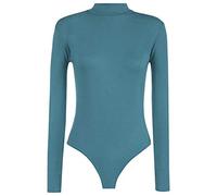 NAZ Fashion Womens Ladies Long Sleeve Polo Turtle Neck Plain Stretch Bodysuit UK 8-26 Teal