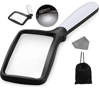 Nazano Rectangular Magnifying Glass with Light Magnifier Large Foldable Handheld 5 LED, 2 Dimming Modes, 3X Reading for Seniors Low Vision Books Pages Magazines Newspapers Maps Jewelry