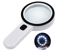 Nazano Ultra-Clear Magnifying Glass with Light, Lightweight Handheld Reading Magnifier with 12 LED, Optical Glass Lens for Seniors, Macular Degeneration, Close Work, Coins & Pill Bottle