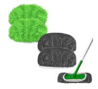 Nazapher 4 Pack Reusable Microfiber Mop Pads Fit for Flash Speed Mop, Washable Wet & Dry Refill Pads for Floor Cleaners, Ideal for Hardwood, Tile & Laminate Floors (Green and Grey)