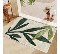 Nazapher Green Leaves Bathroom Rug, Sage Green Leaf Rug, Soft Water Absorbent Non-Slip Washable Bath Mat for Shower, Tub and Floor, Botanical Bathroom Decor Carpet & Doormat, 45x65cm