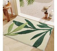 Nazapher Green Leaves Bathroom Rug, Sage Green Leaf Rug, Soft Water Absorbent Non-Slip Washable Bath Mat for Shower, Tub and Floor, Botanical Bathroom Decor Carpet & Doormat, 50x80cm