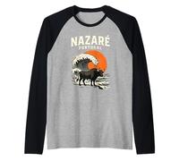 Nazare Portugal Sunset Raglan Baseball Tee