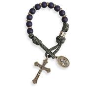 Nazareth Store Antique Bronze One Decade Rosary Black Matte Beads Green Paracord Rosary Bracelet Handmade Catholic Travel Friendly Prayer