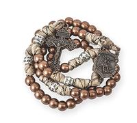 Nazareth Store Bronze Alloy Beads Green Paracord Rosary Beaded Necklace St Michael Medal Strong Metal 10mm Beads Our Father Catholic Rosary with Pardon Crucifix (Copper)