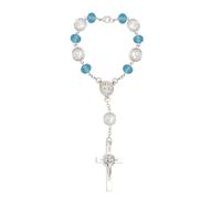 Nazareth Store Car Rear View Rosary St Saint Benedict Catholic Turquoise Blue Beads Benedictus Medal Cross Crucifix Christian gift Rosaries