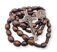 Nazareth Store Catholic Rosary Rope with Bronze Cross Plating, Large, Bronze, Zinc, Rope, No Gemstone