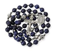 Nazareth Store Genuine Rosary Stone Beads Necklace Metal Beaded Glory Beads Miraculous Medal & Silver Cross Crucifix For Men and Womens, 53cm (21 inches), Stainless Steel, crsytal