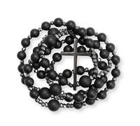 Nazareth Store Jasper Rosary Necklace - Catholic Handmade Rosary with Stone Beads, Hematite Spacers, and Black Alloy Cross - Durable Prayer Beads for Men and Women, Zinc, Hematite