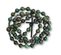 Nazareth Store Jasper Rosary Necklace - Catholic Handmade Rosary with Stone Beads, Hematite Spacers, and Black Alloy Cross - Durable Prayer Beads for Men and Women, Zinc, Hematite