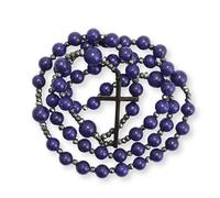 Nazareth Store Jasper Rosary Necklace - Catholic Handmade Rosary with Stone Beads, Hematite Spacers, and Black Alloy Cross - Durable Prayer Beads for Men and Women, S, Zinc, Hematite