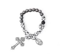 Nazareth Store - One Decade Parachute Beads Rosary, Pocket & Miracle Rosary Bracelet, Medal & St Joseph Cross, 11.22 inches, Stone, Glass