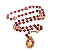 Nazareth Store Our Lady of Sorrows Stone Beads Rosary Solid Beaded Chaplet Necklace with Epoxy 7 Seven Sorrows Medallion, 21", Stone, No Gemstone