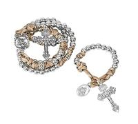 Nazareth Store Paracord Rosaries Set Alloy Beads Rugged Rosary Necklace and One Decade Rosary Strong and Heavy Corded with St.Michael, Zinc, No Gemstone