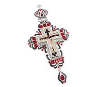 Nazareth Store Red Crystals Pectoral Cross Jesus Christ Priest Bishop Clergy Pendant Christian Long Chain Necklace - Gift Box