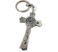 Nazareth Store Saint Benedict Cross Keychain Catholic Crucifix Medal Keyring Jerusalem Charm 3"