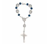 Nazareth Store Saint Benedict Rosary with Clear Crystal Beads Evil Protection Medal for Car Rearview Mirror