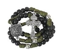 Nazareth Store Saint Michael Rosary Sturdy Parachute Beads Rosary Necklace with Strong Cord and Catholic Crucifix, 20 Inches, Stone, No Gemstone