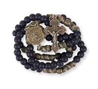 Nazareth Store St Michael Paracord Rosary Beads Rugged Rosary Necklace Strong Corded Catholic Pardon Crucifix, 21", Alloy Steel, No Gemstone