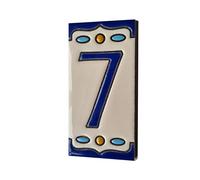Nazari M-5 Spanish Hand-painted Ceramic 11 x 5.5 cm or 2.165 x 4.331 inch House Number Tiles & Accessories (Number 7 tile)