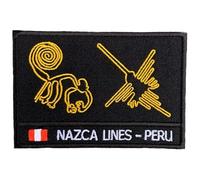 Nazca Lines Peru Patch (3.5 Inch) Embroidered Iron-on or Sew-on Badge Ancient Geoglyphs Emblem Souvenir Travel Trek South America DIY Gift Patches