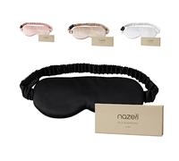 NAZELI 100% Pure Mulberry Silk 30 Momme Sleep Eye Mask 100% Silk Filled, Black - Light Blocking Sleep Mask, Soft and Comfortable Night Eye Mask for Men Women, Eye Blinder for Travel/Sleeping
