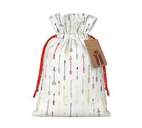 Nazhpo Colorful Hand Drawn Art With Boho Style Arrows Print Christmas Gift Bags, Drawstring Gift Wrap Bags Candy Storage Bag Reusable Party, Small, Black