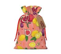 Nazhpo Exotic Fruits Print Christmas Gift Bags, Drawstring Gift Wrap Bags Candy Storage Bag Reusable Party