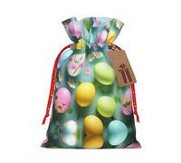 Nazhpo Happy Easter Holiday Print Christmas Gift Bags, Drawstring Gift Wrap Bags Candy Storage Bag Reusable Party