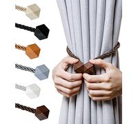 NazTur Magnetic Curtain Tiebacks- Upgrade 2022 Thicker Twist Rope , Strong Magnet Tieback Window Treatment Holdbacks Draperies Holders Decorative Drape Handmade Curtain Tie Back (Coffee Dark, 2)