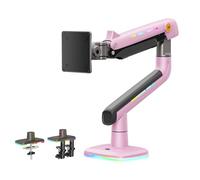 NB Ergonomic Gaming Monitor Arm for 32 to 60 inch Computer Screen Flat Ultrawide Curved & Max Load 20 kg, Heavy Duty Monitor Stand with C-clamp & Grommet Installation VESA 75/100 mm (Pink)