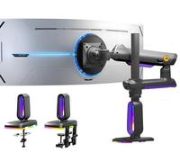 NB Ergonomic Heavy Duty Monitor Arm for 32 to 60 Inch Ultrawide Screens, RGB Monitor Arm 49 57 inch with C-clamp & Grommet Options Load Max 20 kg, VESA 75/100 mm (Purple)