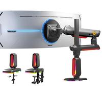 NB Ergonomic Heavy Duty Monitor Arm for 32 to 60 Inch Ultrawide Screens, RGB Monitor Arm 49 57 inch with C-clamp & Grommet Options Load Max 20 kg, VESA 75/100 mm (Red)