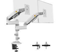 NB North Bayou Dual Monitor Arm Desk Mount for 17-34 inch Computer Screen within 9 kg, Grommet & C-Clamp Installation | VESA 75 & 100mm H180 (White)