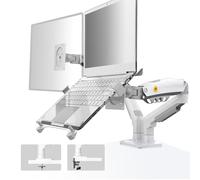 NB North Bayou Laptop Mount with Adjustable Tray for 10-17”Notebook, Full Motion Arm with VESA Plate for 17-30”Monitor,Clamp-on Grommet Mounting F160-FP (White)