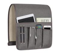 NB Sofa Armrest Organize remote holder bedside caddy organizer with 5 pockets，non-slip couch remote control holder couch armchair caddy accessories (Dark Grey, 35"x12.4")