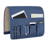 NB Sofa Armrest Organize remote holder bedside caddy organizer with 5 pockets，non-slip couch remote control holder couch armchair caddy accessories (Blue, 35''x18'')