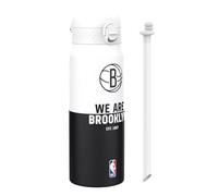 NBA Brooklyn Nets Sports Thermal Water Bottle with Removable Straw, 750ml/24oz, Leak-Proof Insulated Drinking Bottle, Easy to Open, Secure Lock, Dishwasher Safe, Flip Cover, Metal Bottle