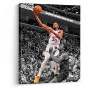 NBA Canvas Wall Art Decor - Kevin Durant Action Shot Dunk in Phoenix Suns Jersey, Signature Edition for Basketball Fans, Sports-Themed Wall Decor for Living Room, Bedroom or Game Room 16X20