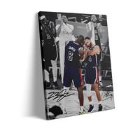 NBA Canvas Wall Art Decor - LeBron James and Stephen Curry Team USA Basketball Print, Iconic Sleep Celebration Poster, Sports Wall Art for Game Room, Office, Gift for Basketball Fans 16x20