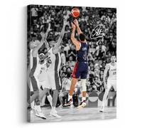 NBA Canvas Wall Art Decor - Stephen Curry Iconic Three-Point Shot Team USA Olympic Game Scene, Basketball Wall Poster for Sports Fans, Home, Bedroom or Game Room Decor 11X14 inch