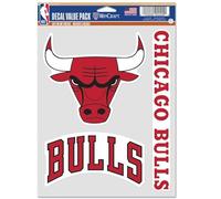 NBA Chicago Bulls Decal Multi Use Fan 3 Pack, Team Colors, One Size